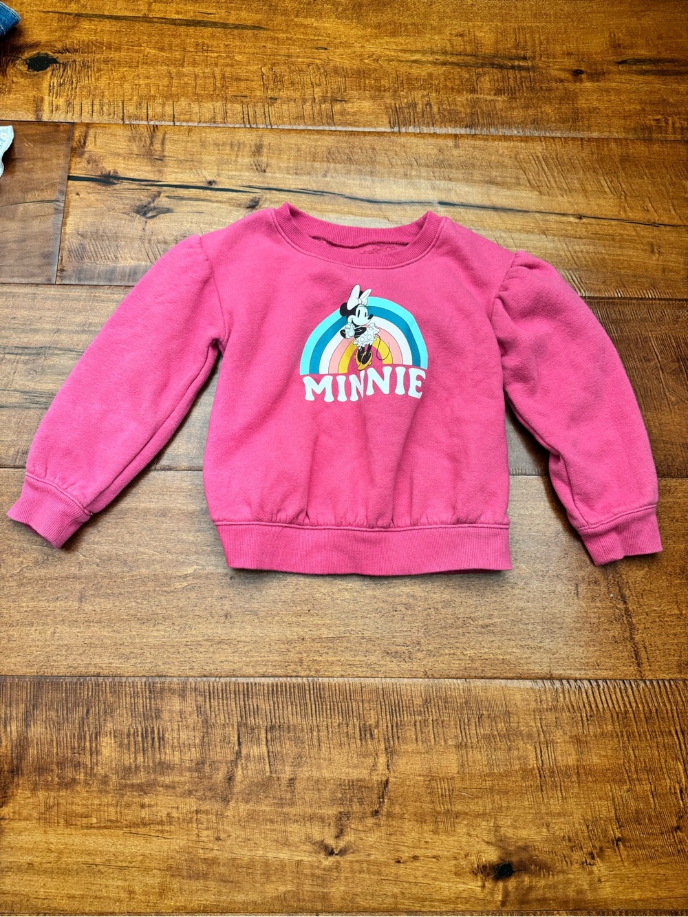 Disney Minnie Hot Pink Sweatshirt with Rainbow Graphic